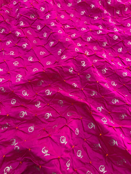 Pure banarasi silk zari butti with hand bandhani