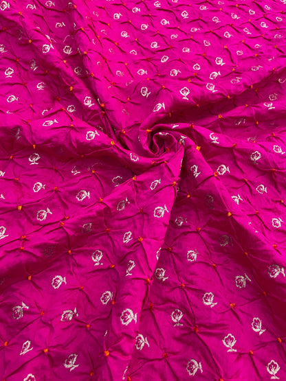 Pure banarasi silk zari butti with hand bandhani