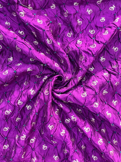 Pure banarasi silk zari butti with hand bandhani