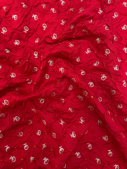 Pure banarasi silk zari butti with hand bandhani