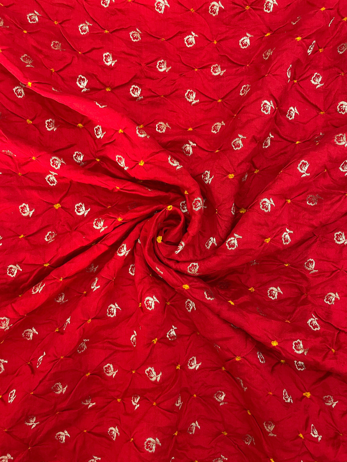 Pure banarasi silk zari butti with hand bandhani