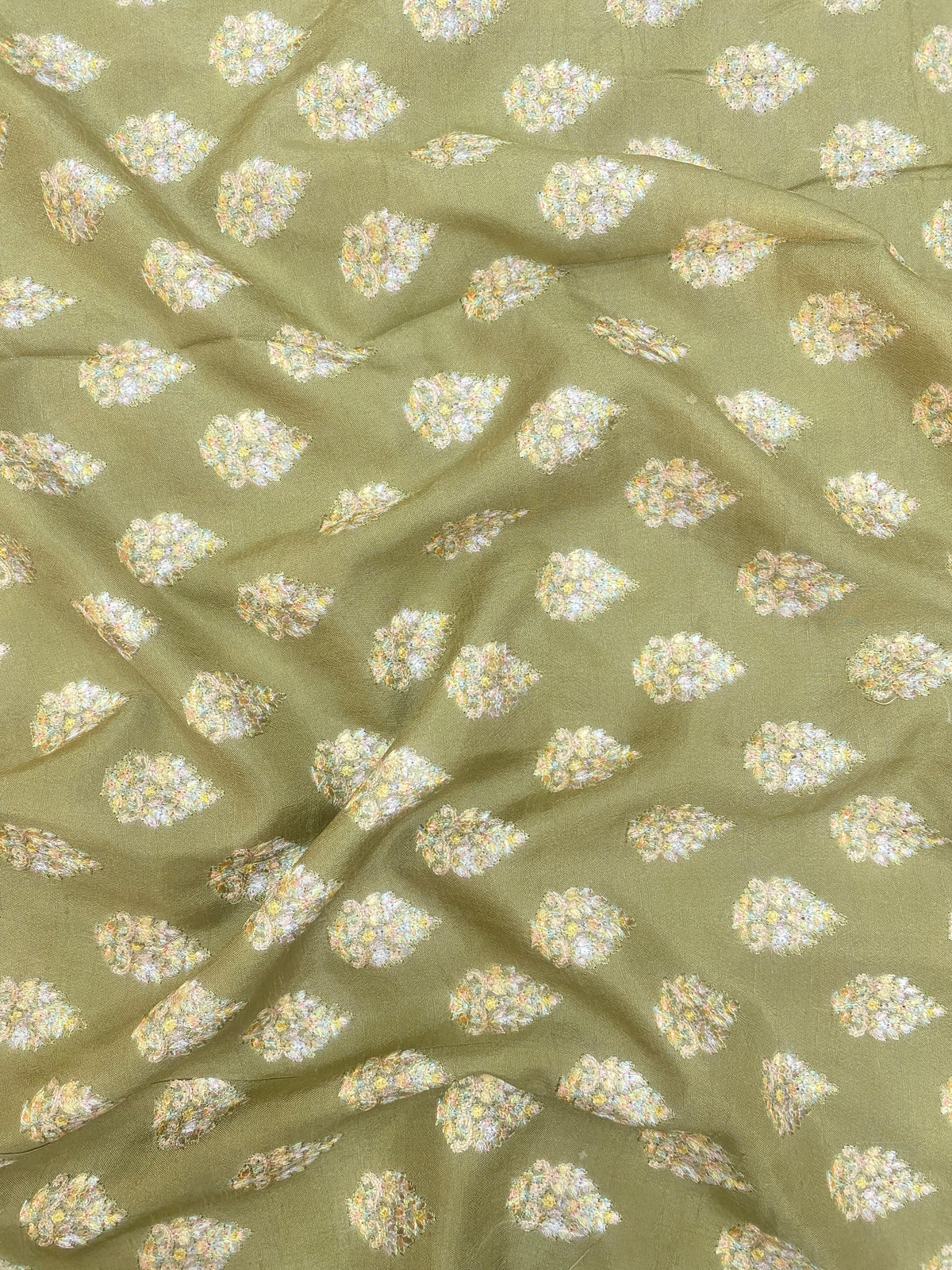 Slub Silk Embroidery With Position Print