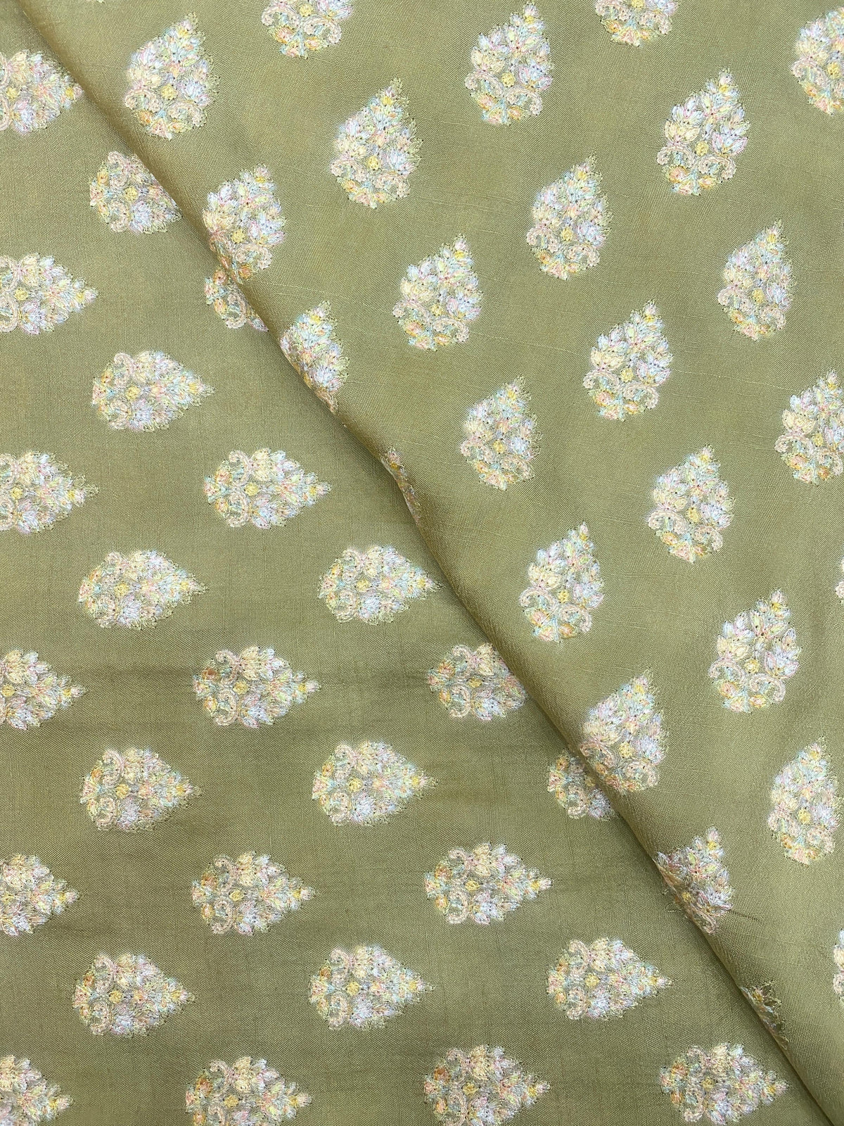Slub Silk Embroidery With Position Print