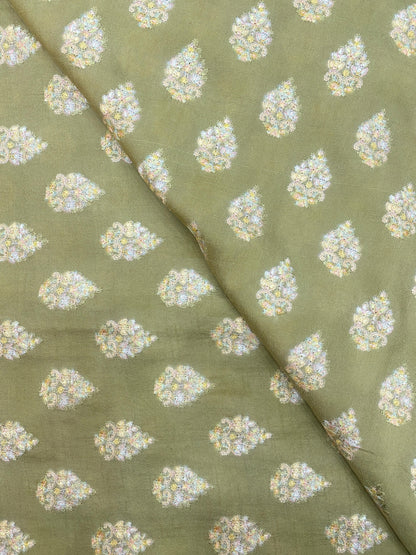 Slub Silk Embroidery With Position Print