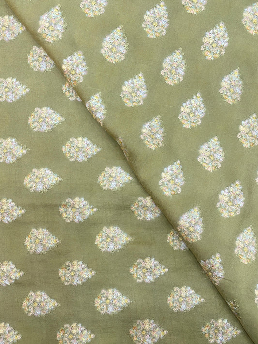 Slub Silk Embroidery With Position Print
