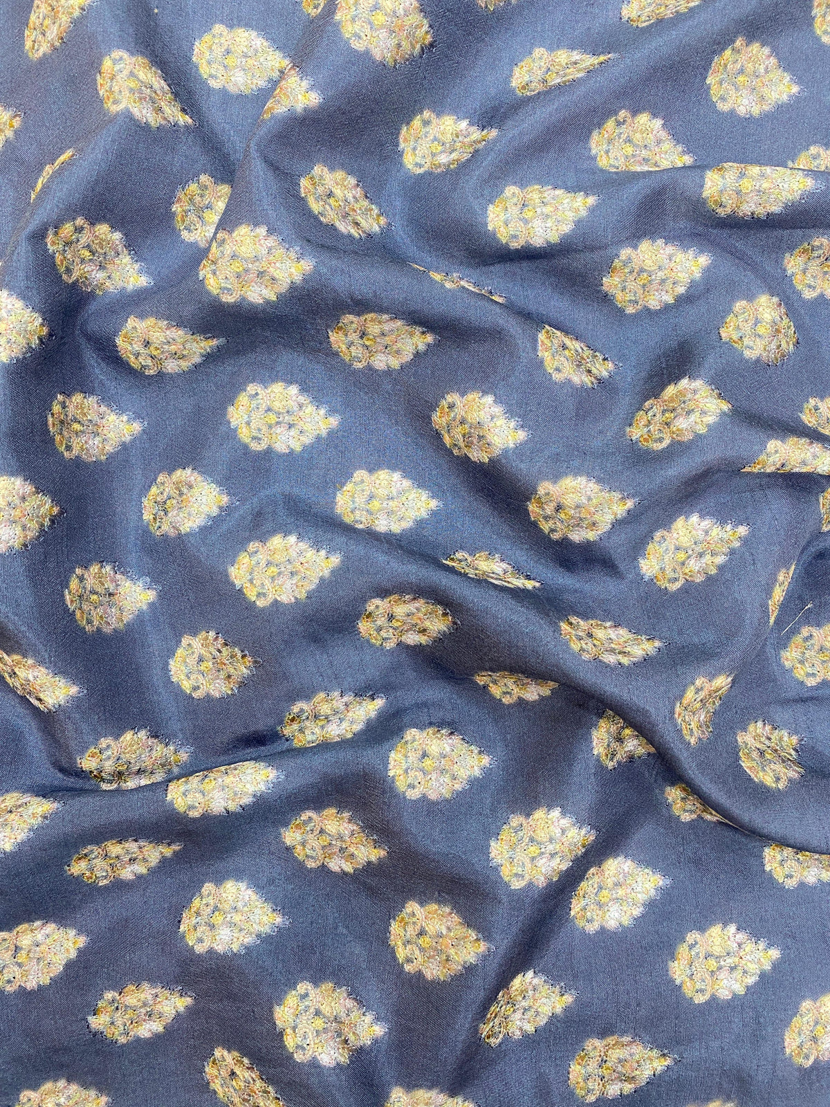 Slub Silk Embroidery With Position Print