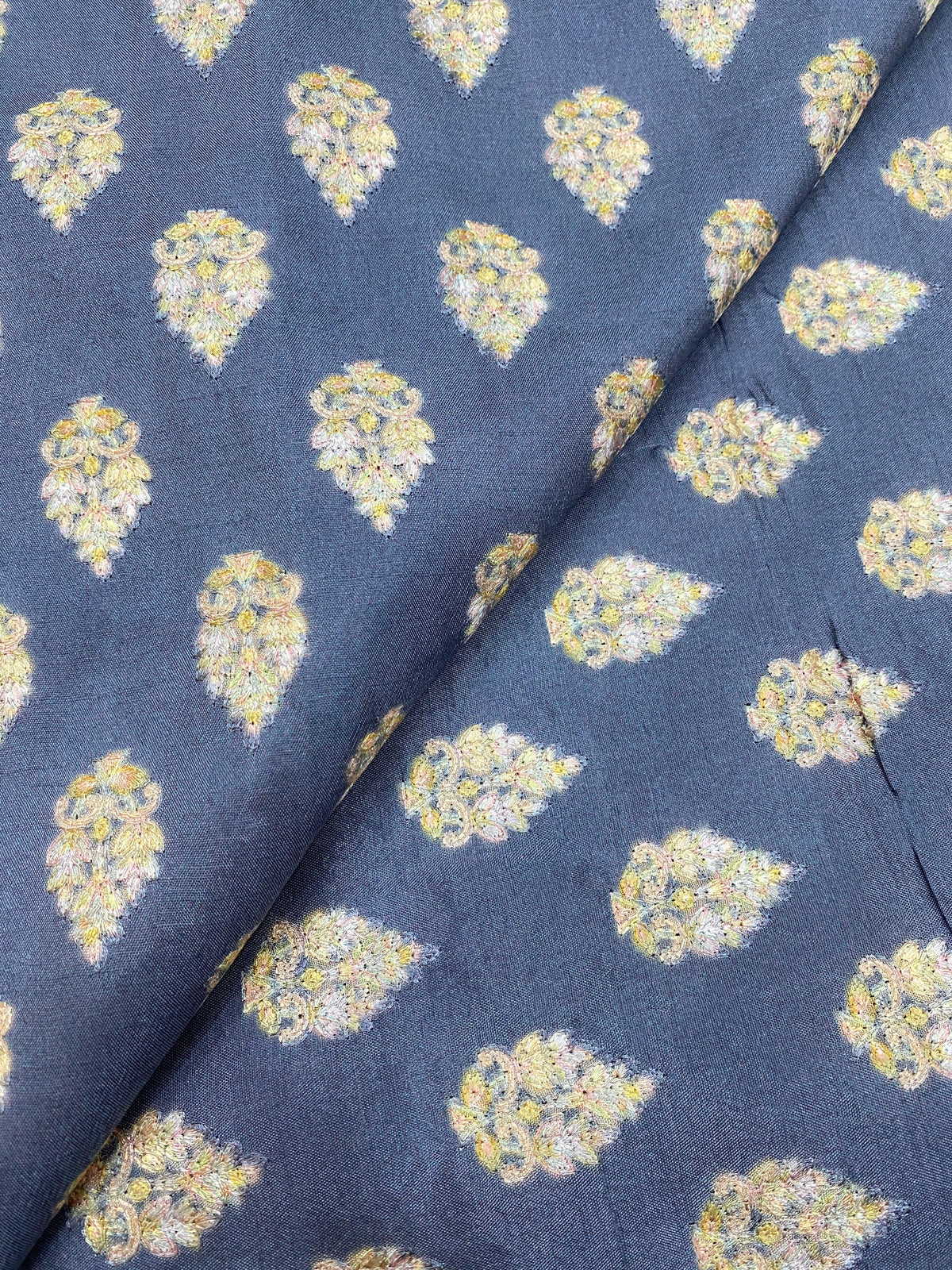 Slub Silk Embroidery With Position Print
