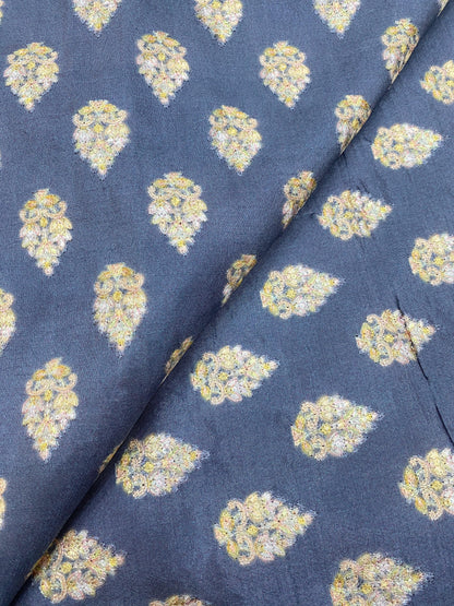 Slub Silk Embroidery With Position Print