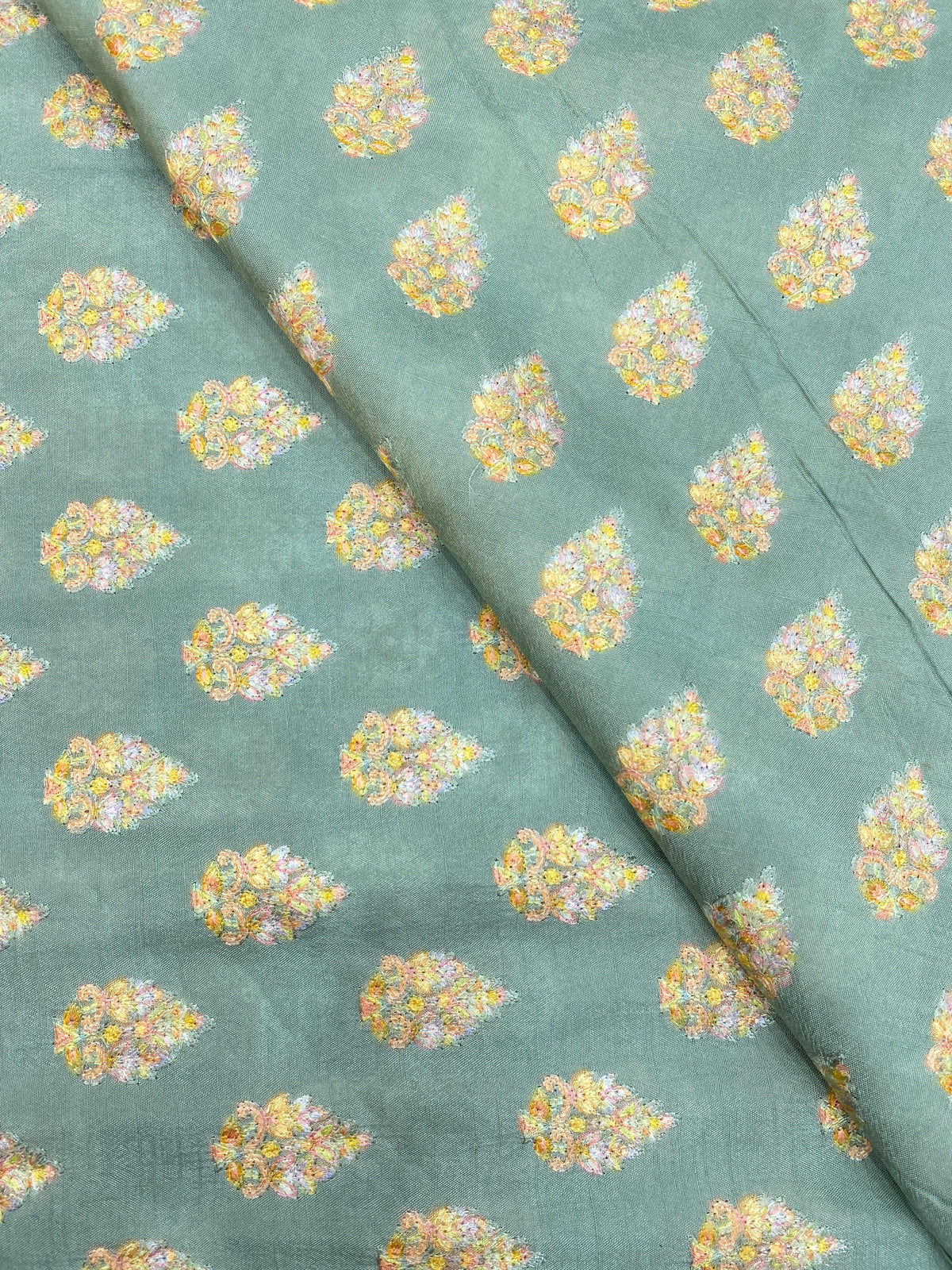 Slub Silk Embroidery With Position Print