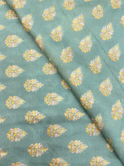 Slub Silk Embroidery With Position Print