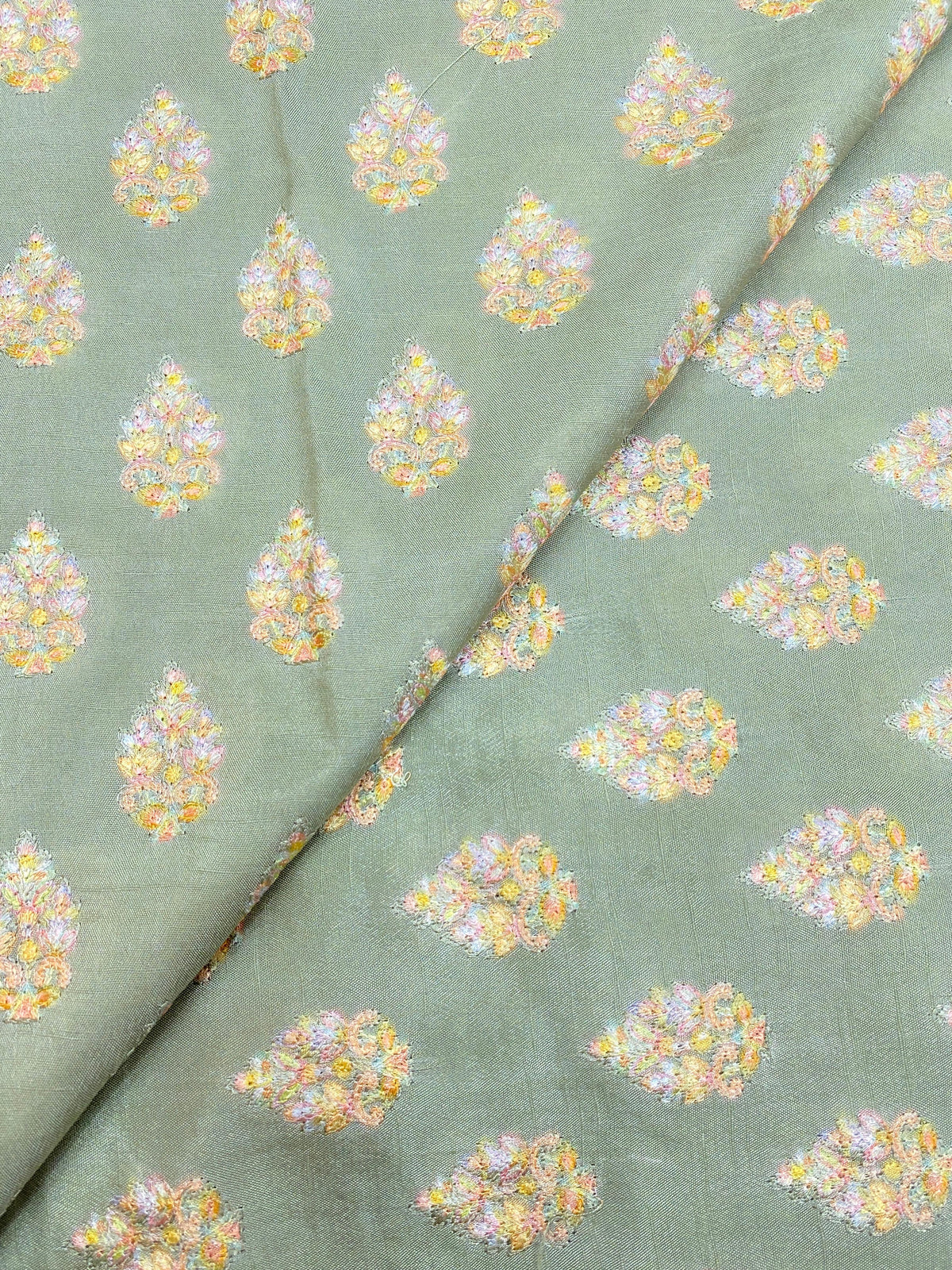 Slub Silk Embroidery With Position Print