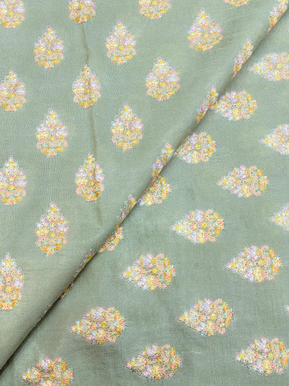 Slub Silk Embroidery With Position Print