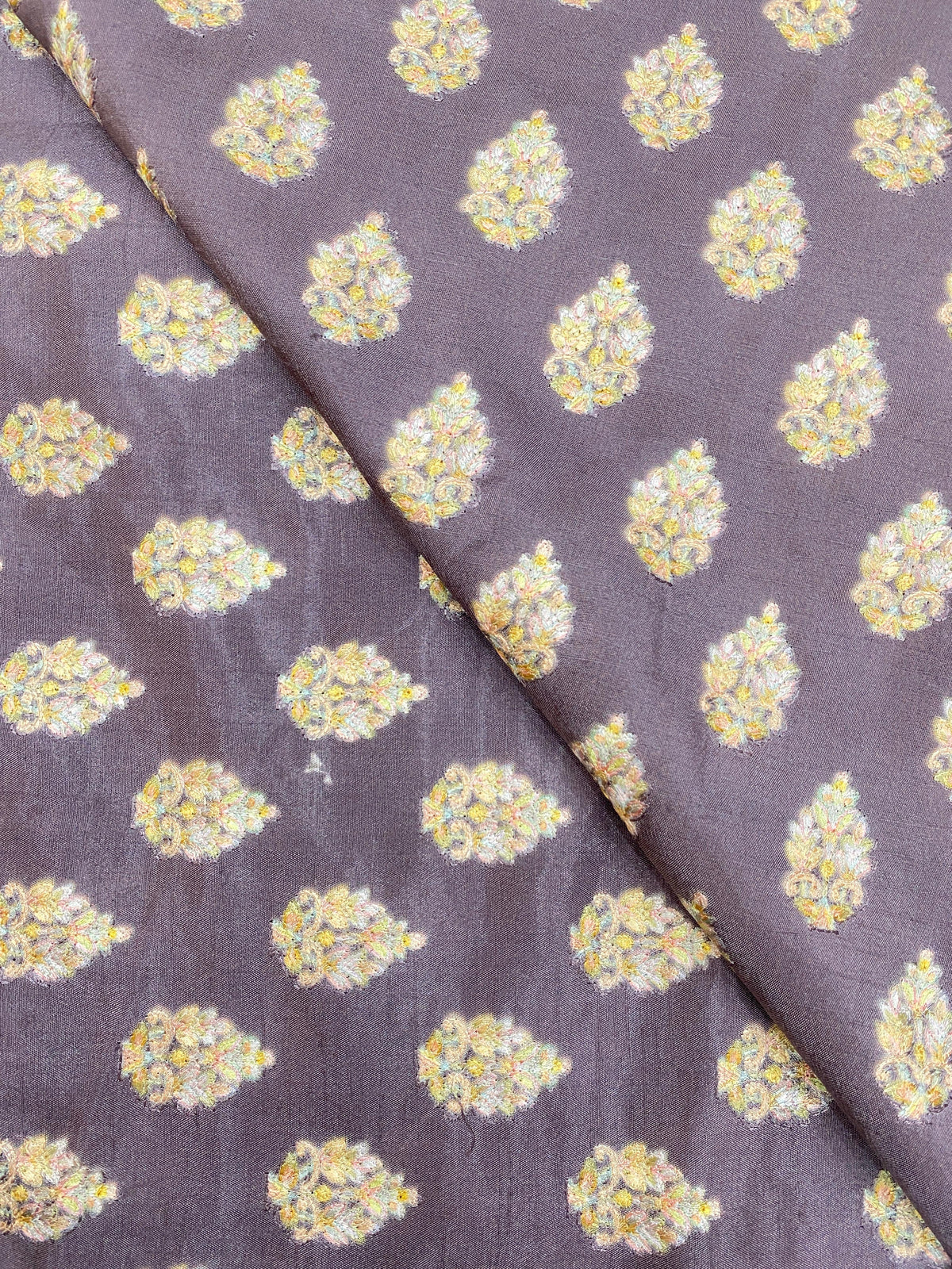 Slub Silk Embroidery With Position Print