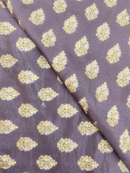 Slub Silk Embroidery With Position Print