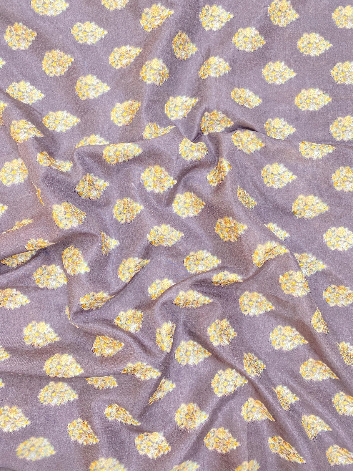 Slub Silk Embroidery With Position Print