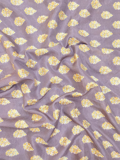 Slub Silk Embroidery With Position Print