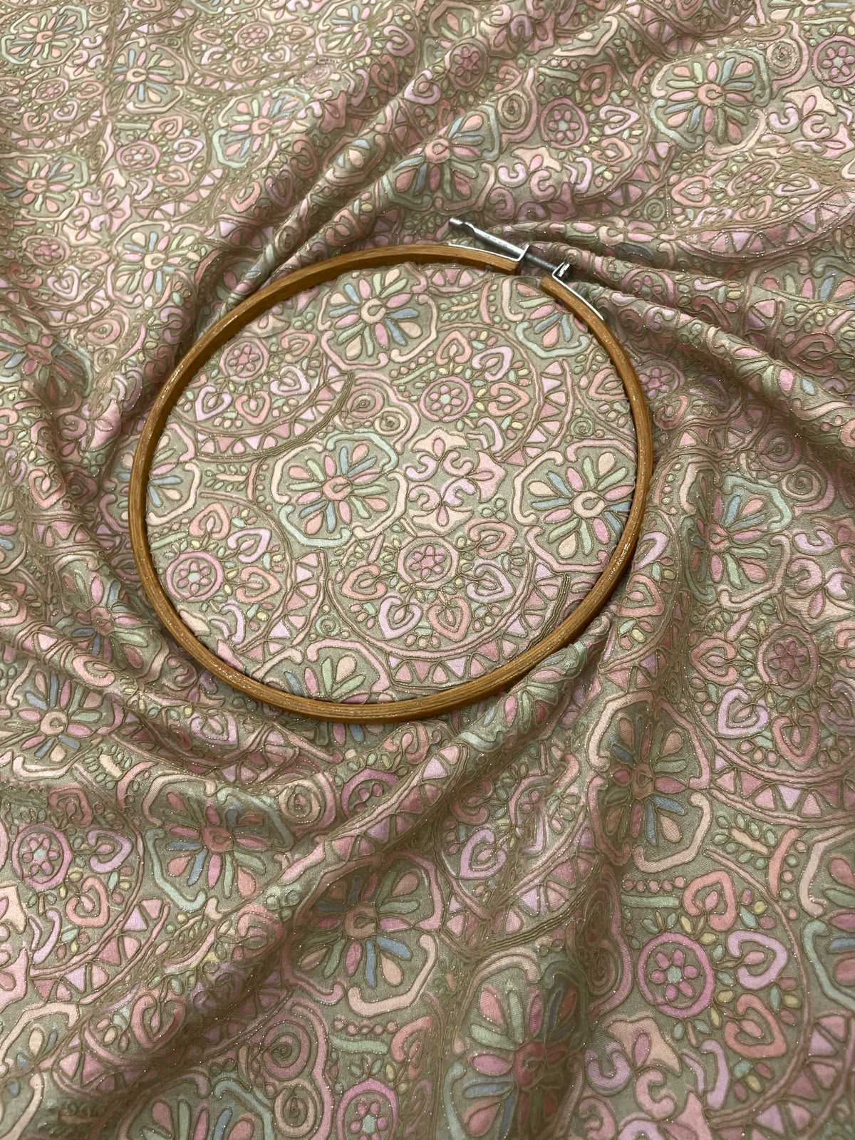 Dola Silk Position Print Embroidery (Colours Available) 44"Inch