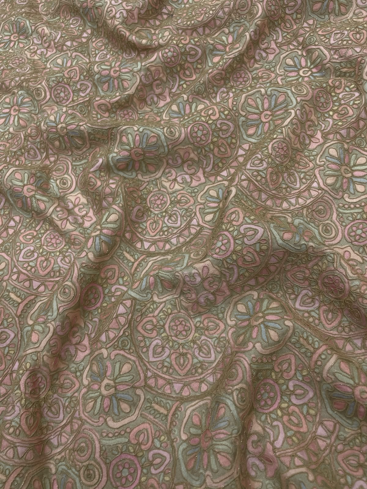 Dola Silk Position Print Embroidery (Colours Available) 44"Inch