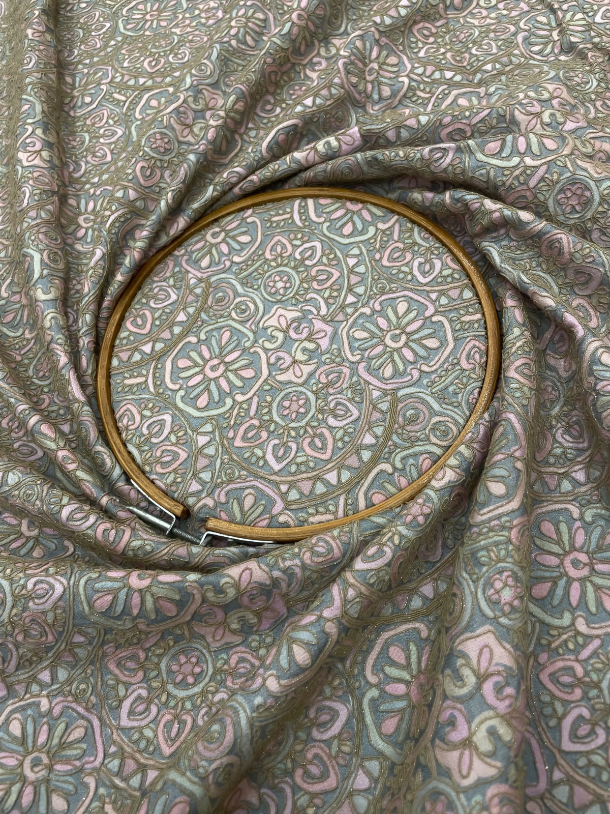 Dola Silk Position Print Embroidery (Colours Available) 44"Inch