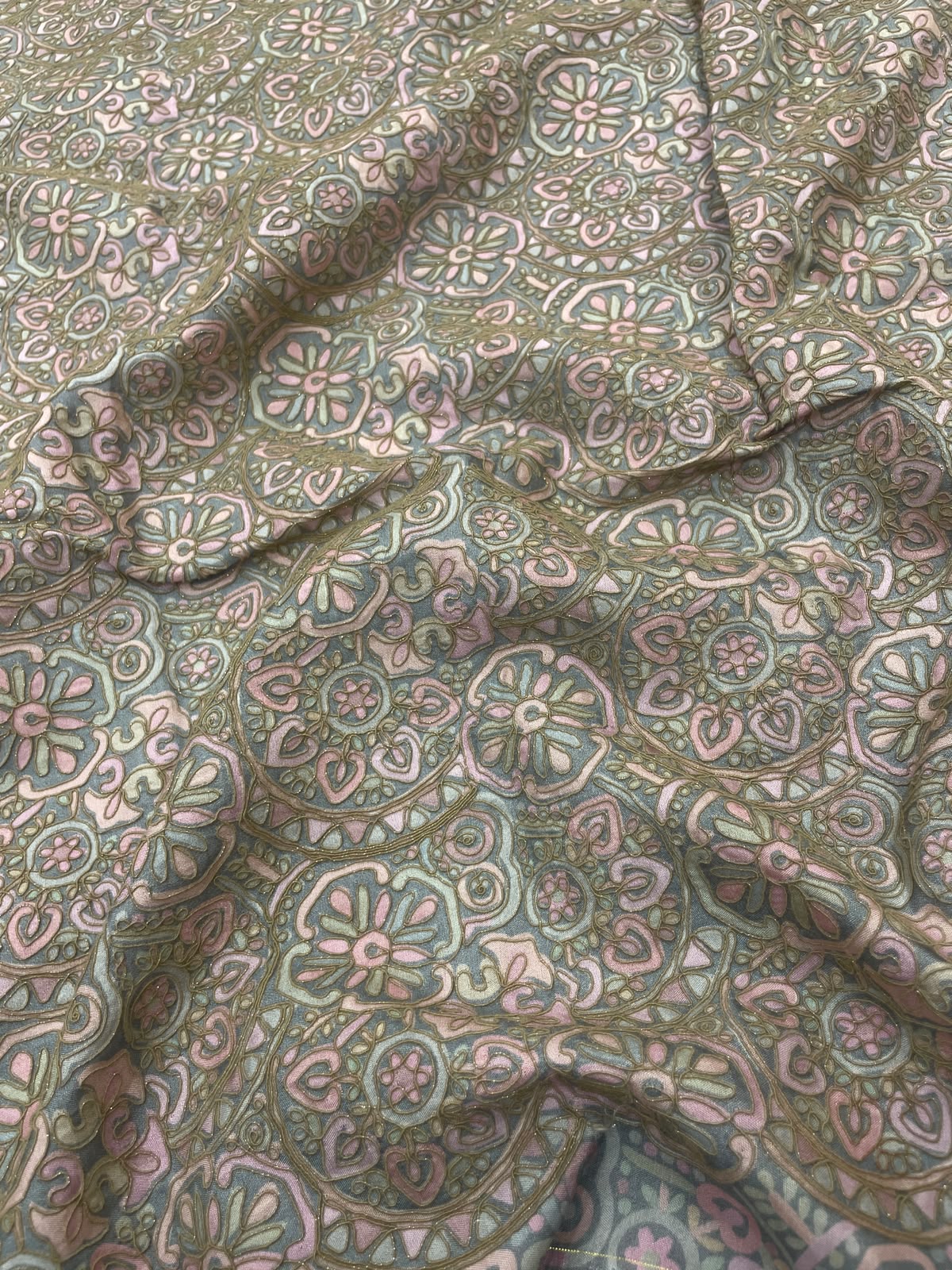 Dola Silk Position Print Embroidery (Colours Available) 44"Inch