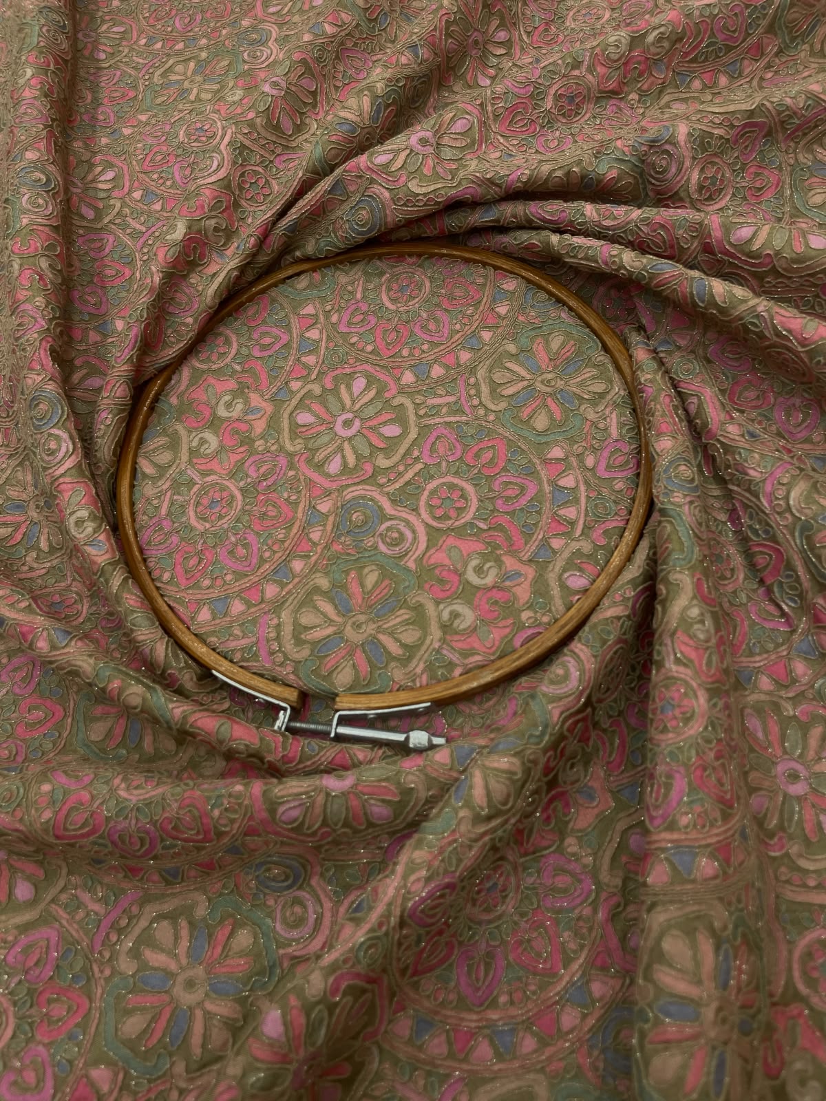 Dola Silk Position Print Embroidery (Colours Available) 44"Inch