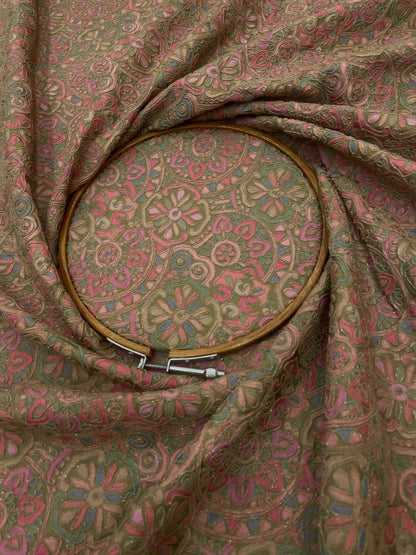 Dola Silk Position Print Embroidery (Colours Available) 44"Inch