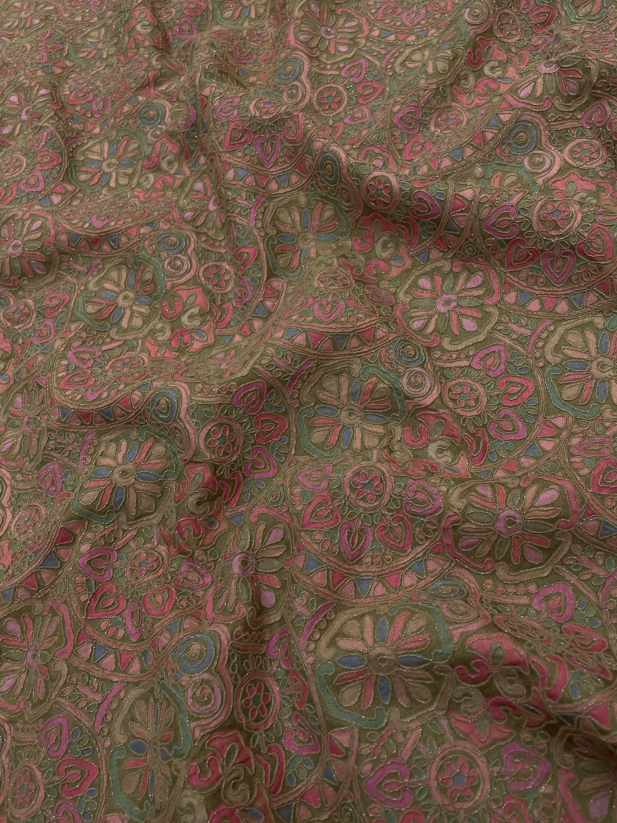 Dola Silk Position Print Embroidery (Colours Available) 44"Inch
