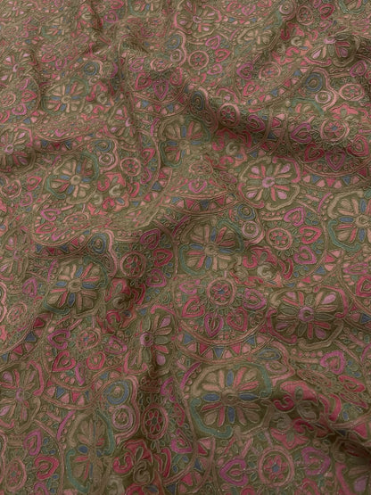 Dola Silk Position Print Embroidery (Colours Available) 44"Inch
