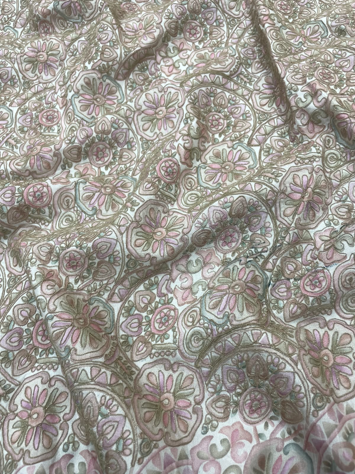Dola Silk Position Print Embroidery (Colours Available) 44"Inch