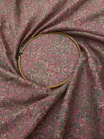Dola Silk Position Print Embroidery (Colours Available) 44"Inch