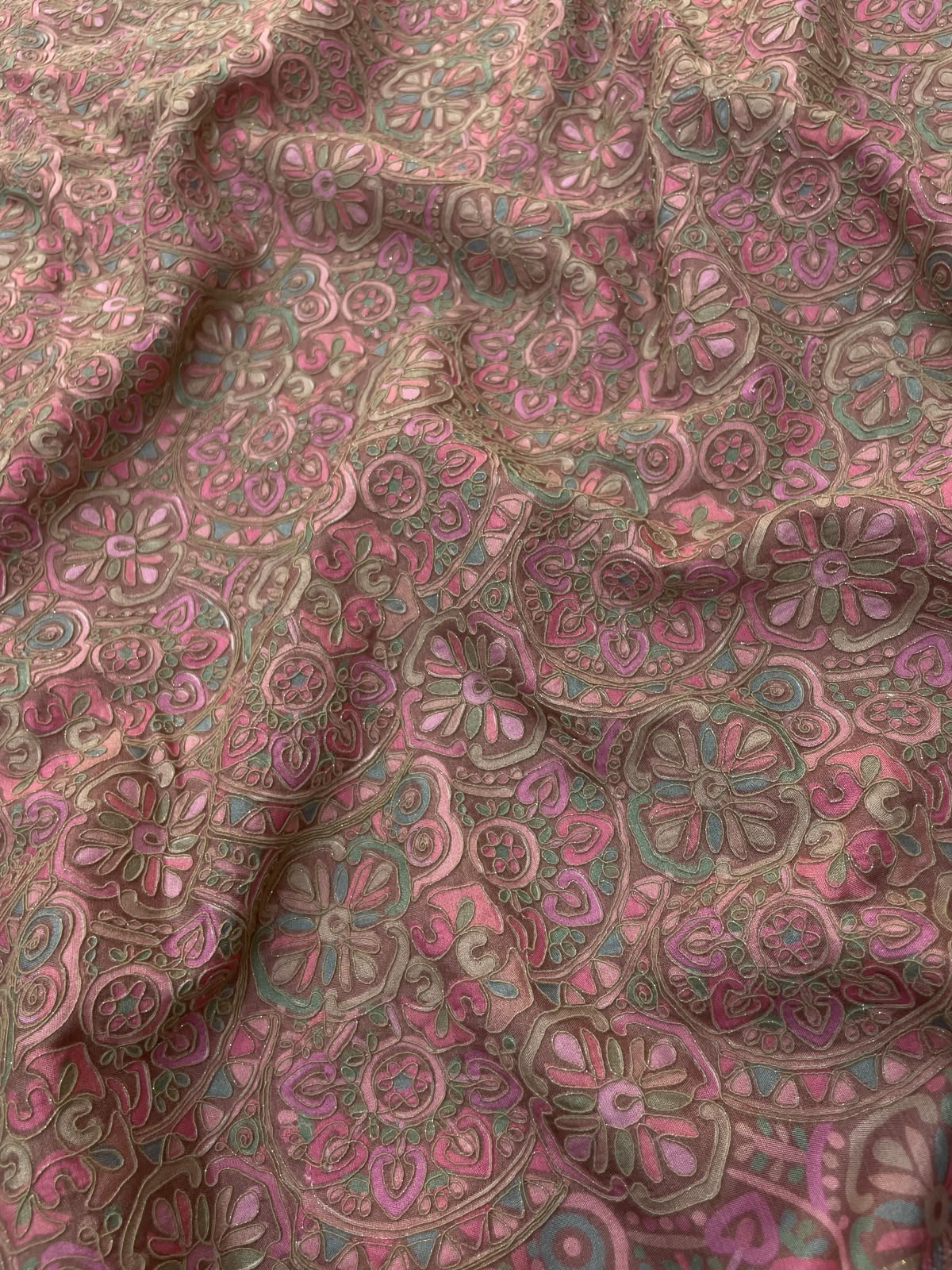Dola Silk Position Print Embroidery (Colours Available) 44"Inch