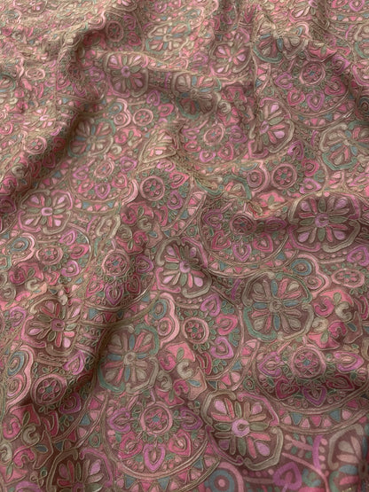 Dola Silk Position Print Embroidery (Colours Available) 44"Inch