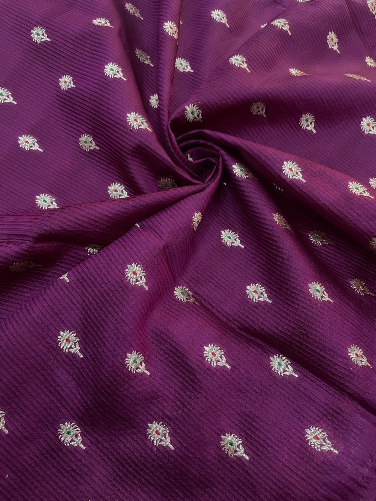 Pure Dupion Zari Butti (Colours Available) 44"Inch