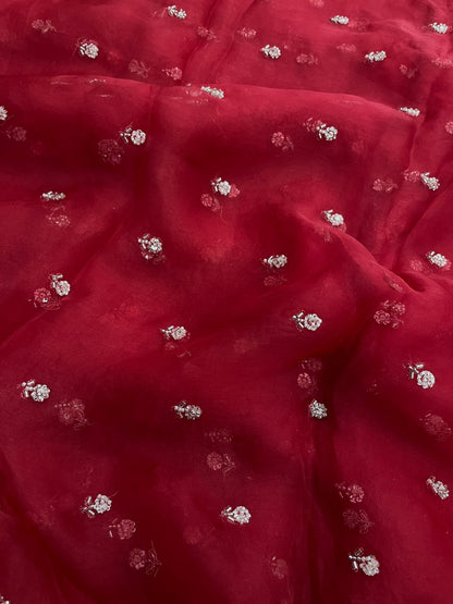 Pure Silk Organza Beads Embroidery (Colours Available) 44"Inch
