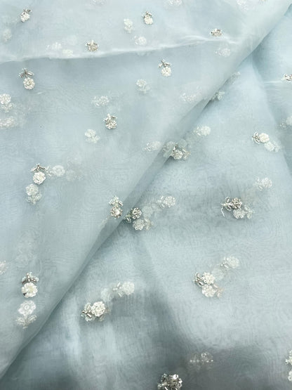 Pure Silk Organza Beads Embroidery (Colours Available) 44"Inch