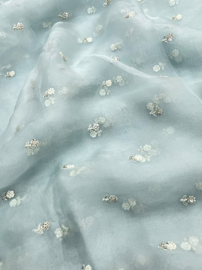 Pure Silk Organza Beads Embroidery (Colours Available) 44"Inch