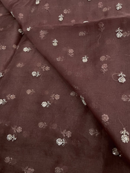 Pure Silk Organza Beads Embroidery (Colours Available) 44"Inch