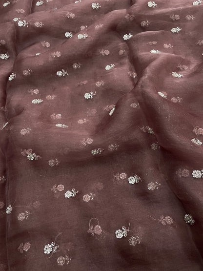Pure Silk Organza Beads Embroidery (Colours Available) 44"Inch