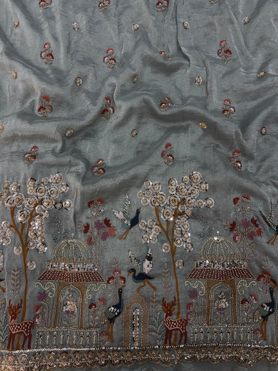 Kanjiwaram tissue multi embroidery