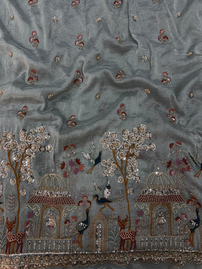 Kanjiwaram tissue multi embroidery