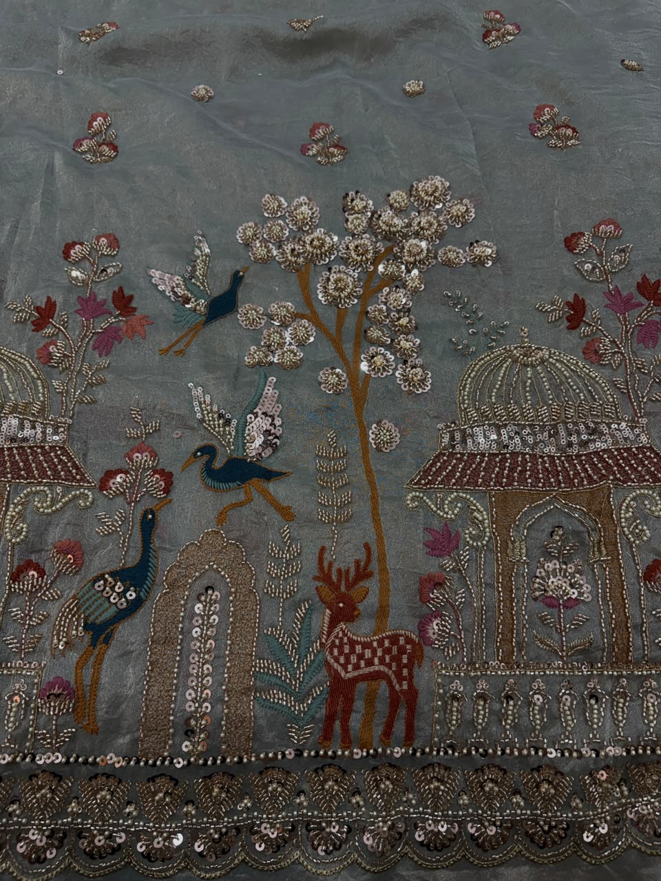 Kanjiwaram tissue multi embroidery