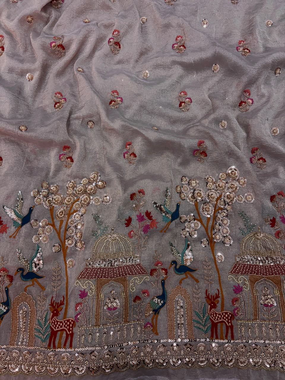 Kanjiwaram tissue multi embroidery