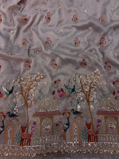 Kanjiwaram tissue multi embroidery