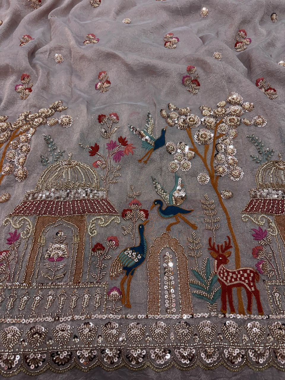 Kanjiwaram tissue multi embroidery