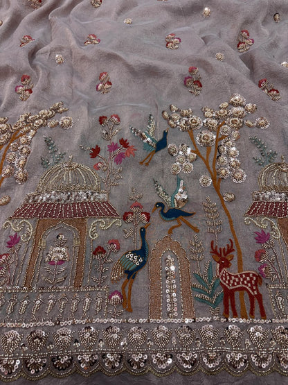 Kanjiwaram tissue multi embroidery