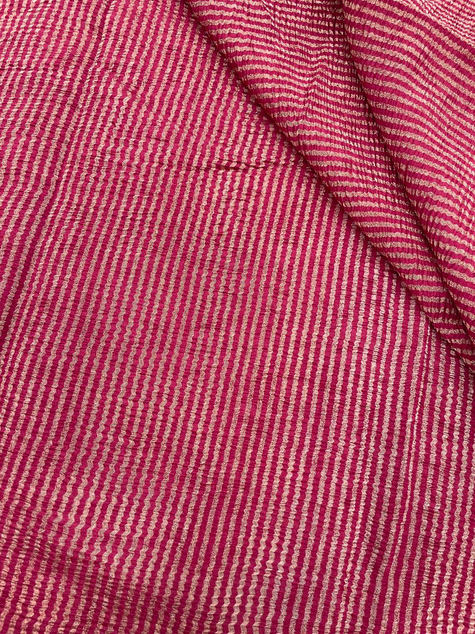 Chanderi Crush Tissue Stripes (Color Available) 44"Inch