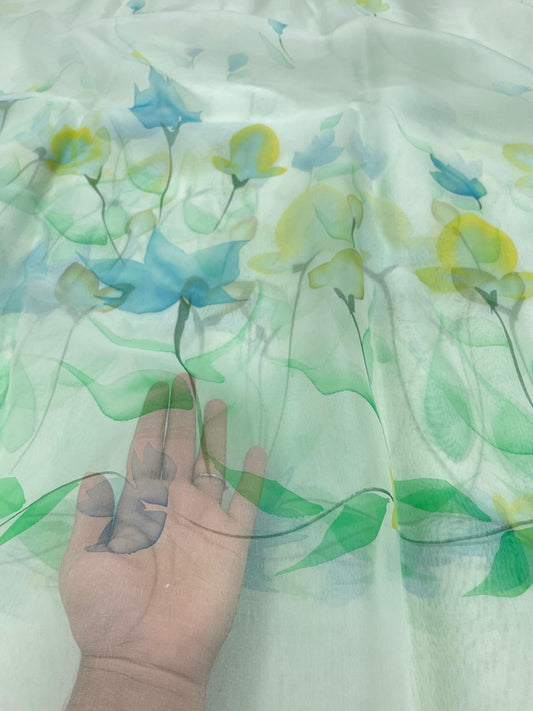 Pure Silk Organza Hand Paint