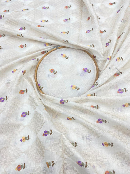 Chanderi Multithread Embroidery With Sequence