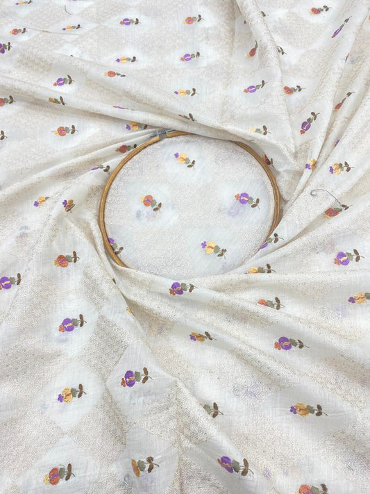 Chanderi Multithread Embroidery With Sequence