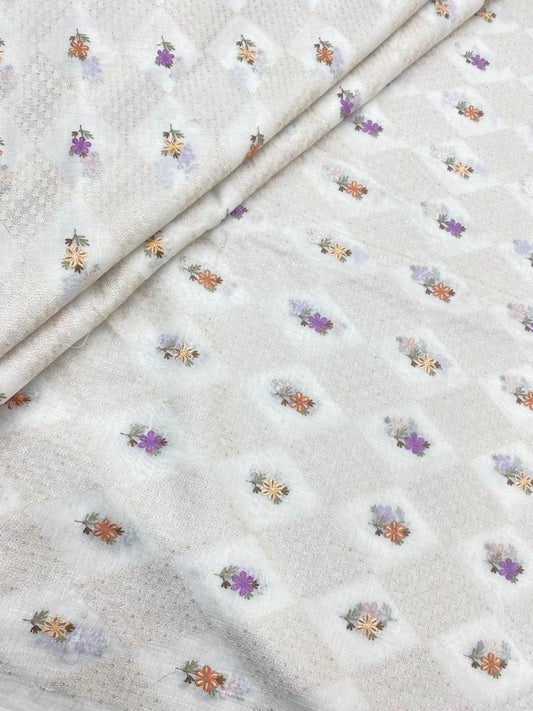 Chanderi Multithread Embroidery With Sequence